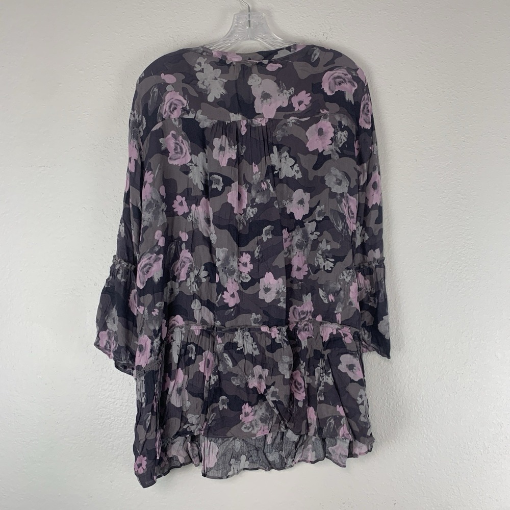 Lane Bryant Top Womens 14/16 Floral Flare 3/4 Sleeve Blouse Boho Rayon Romantic - Picture 3 of 8